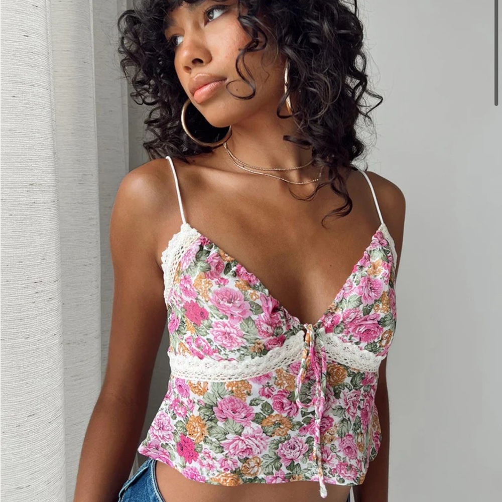 Princess Polly Floral Lace Trim Camisole Top